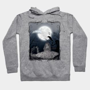 Bride Visits Grave of Her Beloved on Dark Moonlit Night Hoodie